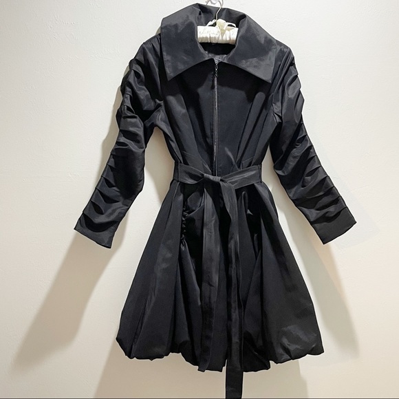 SAMUEL DONG Bubble Trench Coat Black Belted
